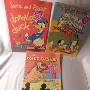 Vintage Walt Disney Coloring Books Lot of 3 Books